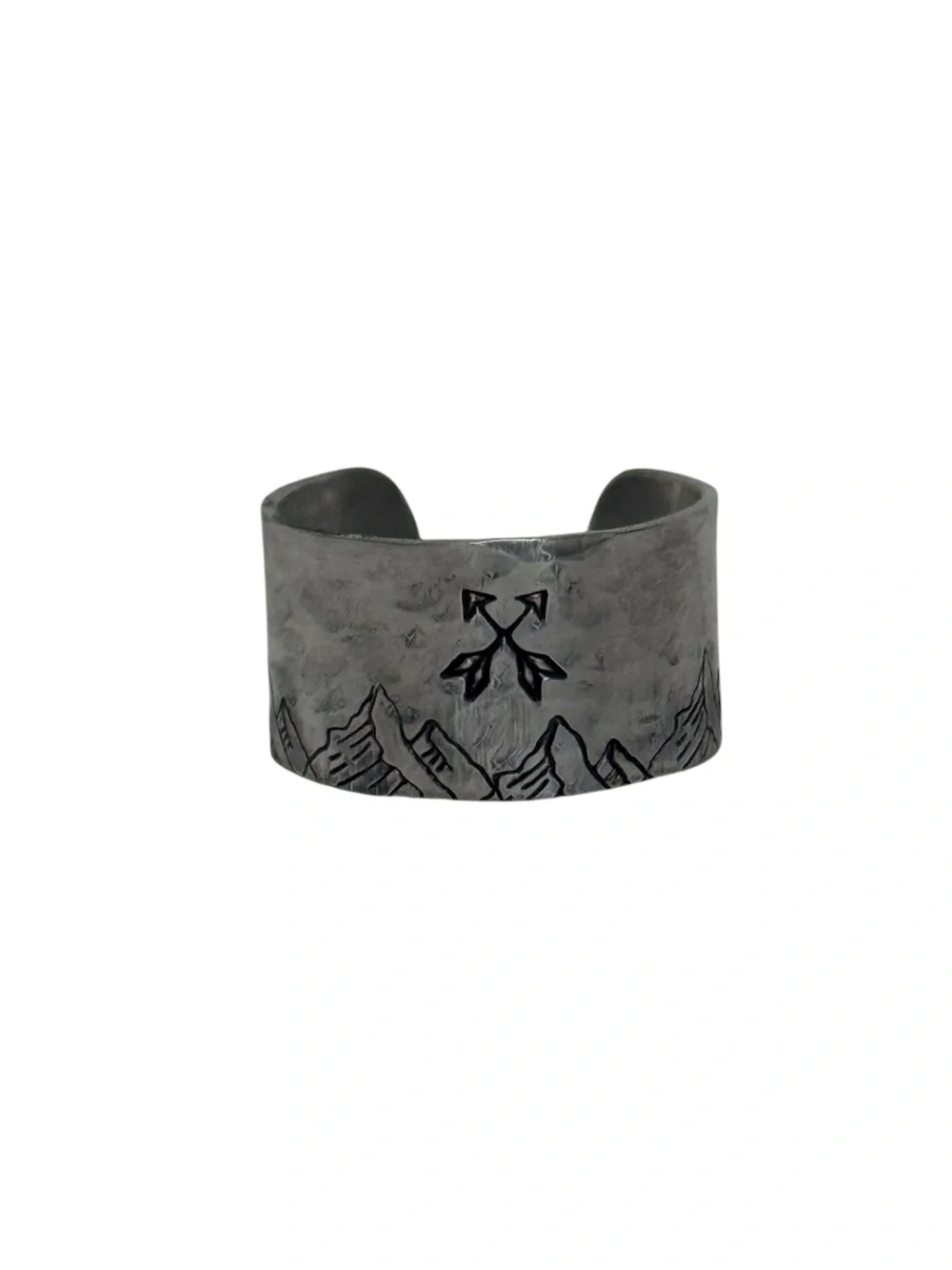 Handmade Mountain & Arrow hypoallergenic adjustable wide cuff ring